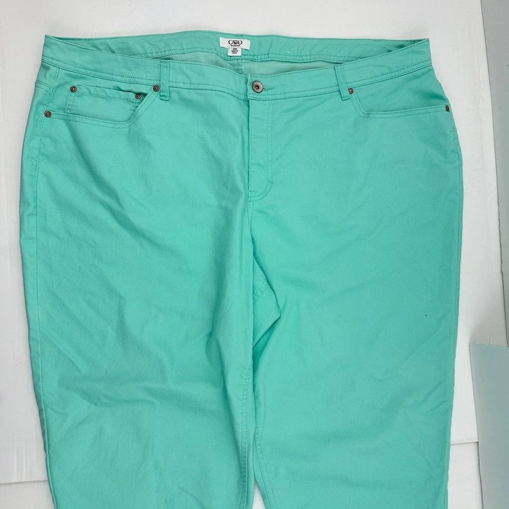 Cato Woman Mint‎ Green Stretch Twill Pants Plus Size 26W Teal 5 Pocket Casual